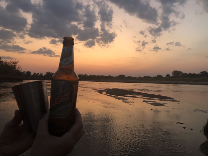Sundowners-in-the-Mwaleshi-River-North-Luangwa-Zambia-