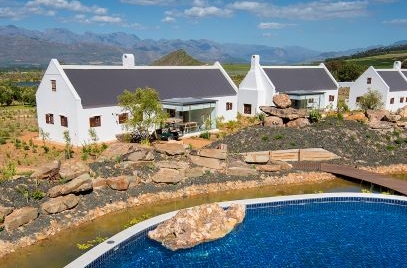 Views from the Fynbos Cottages, Babylonstoren, Cape Winelands, South Africa