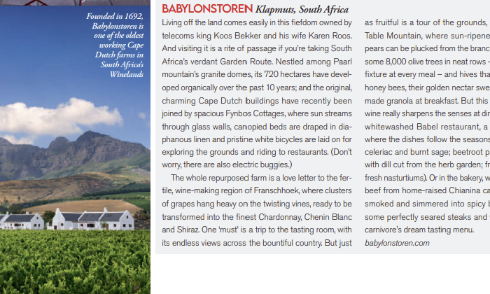 Tatler Travel Guide 2025 Babylonstoren, South Africa