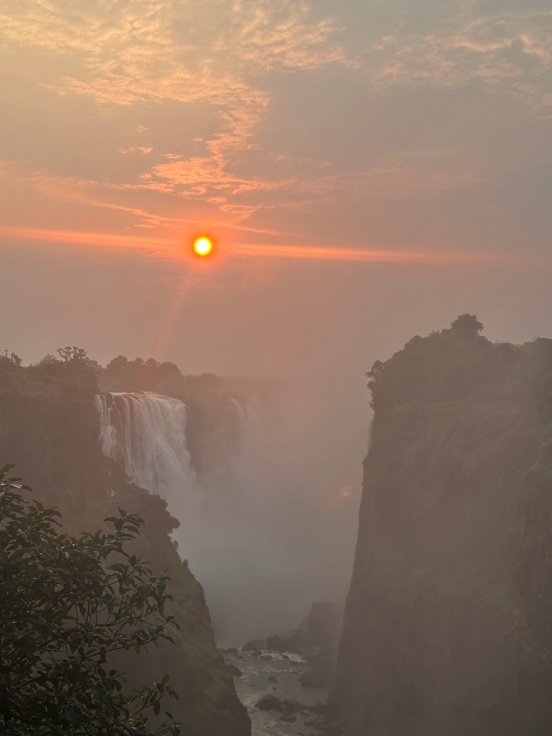 Victoria Falls at sunrise in October